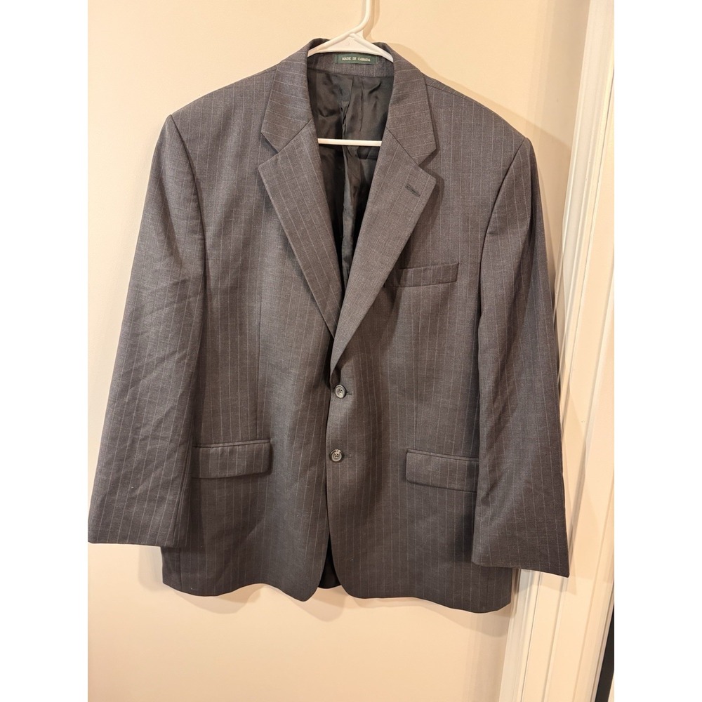 Lauren Ralph Lauren Wool Suit Mens 42R Gray Pinstripe Jacket Pants 2-Piece 35x29